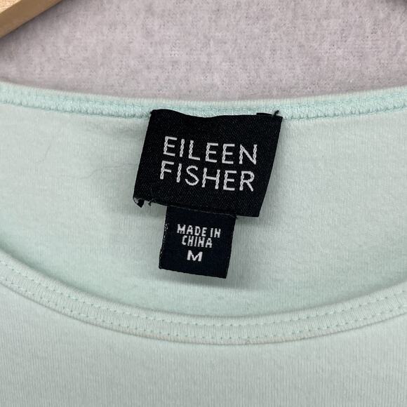 EILEEN FISHER Top M Cotton Interlock Jersey Crew Neck Short Sleeve Green - Picture 5 of 13